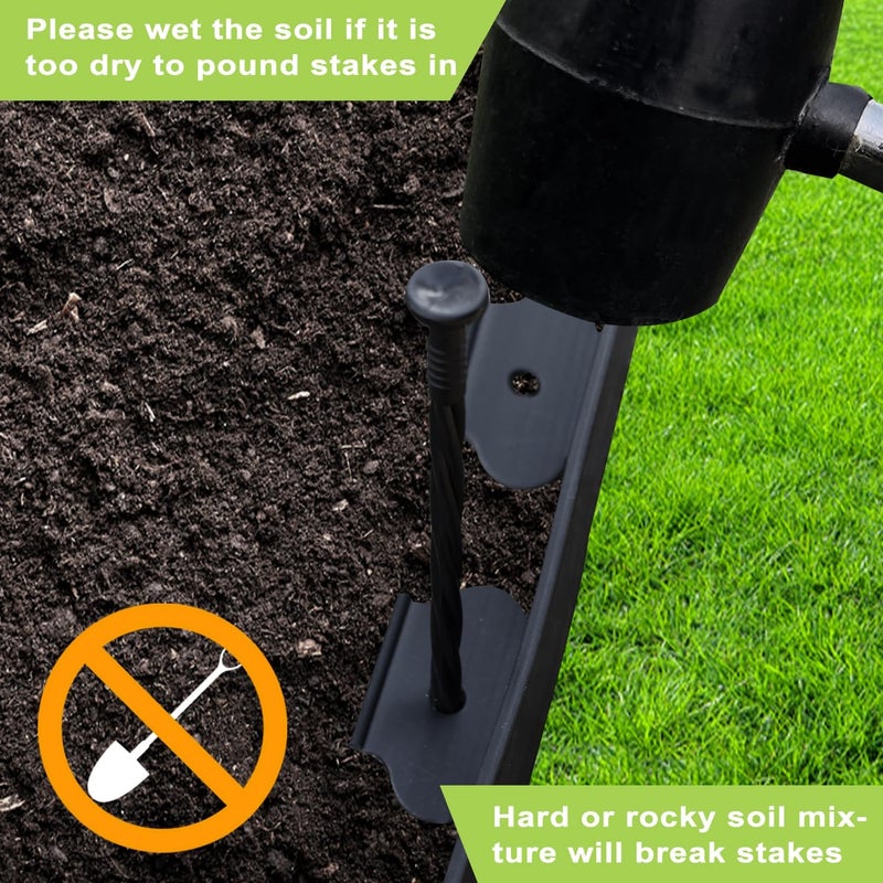 H HUGELEAF Hugeleaf Landscape Edging 2 Inches Tall, 50 Feet Garden Edging Border with 60pcs Spikes, Flexible Plastic Lawn Edge for Landscaping Flower Beds Yard Pathway - Image 3